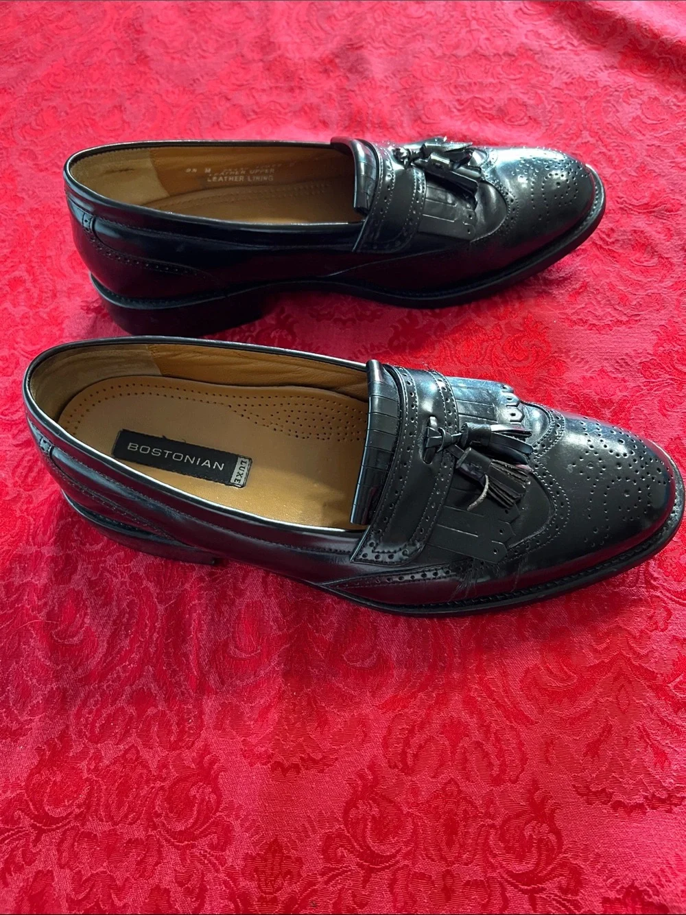 Bostonian Luxe Men’s 9.5M Black Leather Kiltie Tassel Brogue Loafers